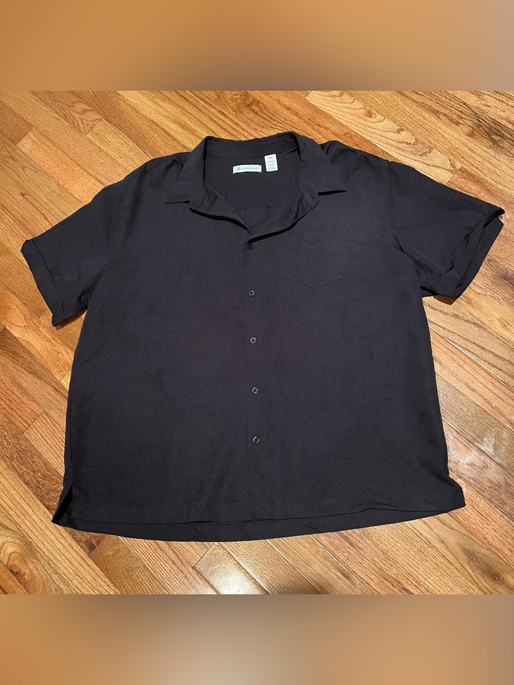 Cubavera Black Short-Sleeve Camp Collar Shirt